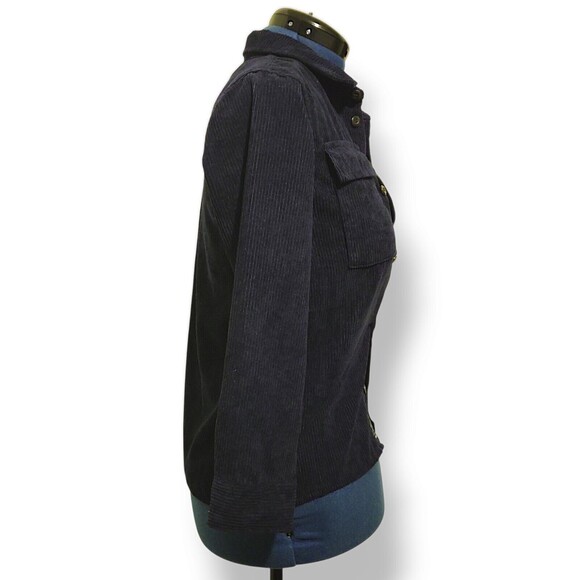 RSQ Navy Blue Corduroy Button Down Shirt Girls Junior's Size Large *see Sizing - Picture 6 of 7